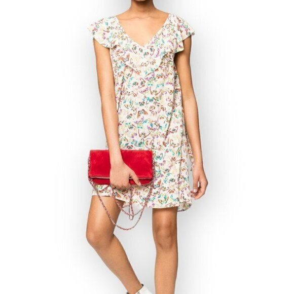 ZADIG & VOLTAIRE Reens Butterfly Print Mini Dress, Silk, Size XS - Picture 1 of 16
